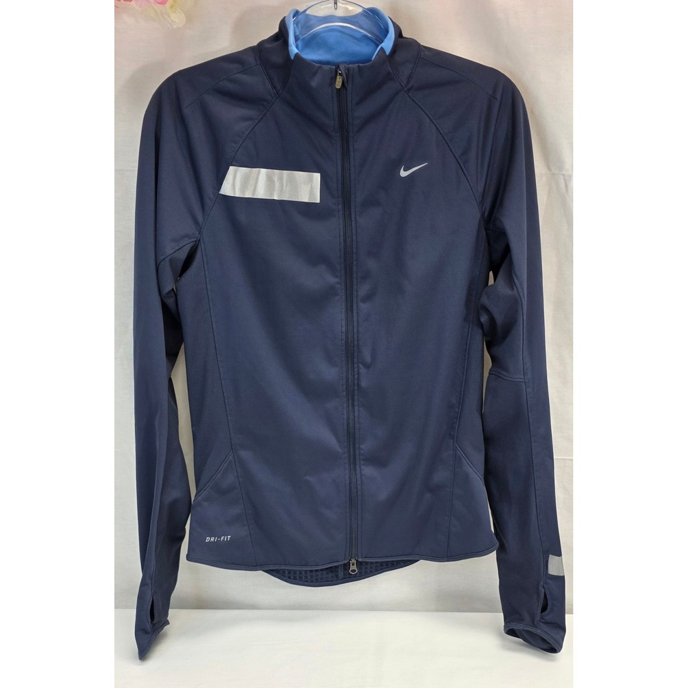 Nike Element Dri-FIT Running Jacket Navy Blue Full Zip Thumbholes S